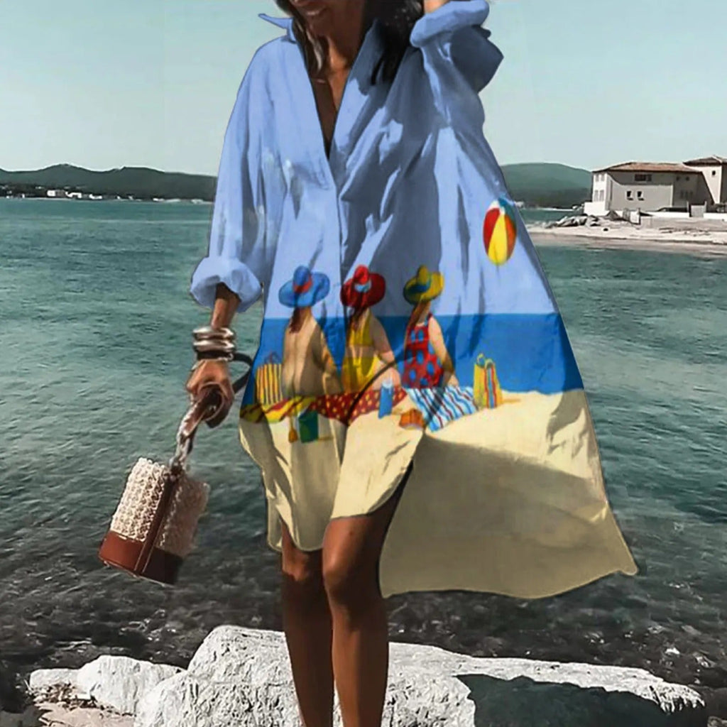 Florence Women's Shirt Dress – Casual Lightweight Linen Dress with Straight Cut & Summer Style - Casual Linen Shirt Dress