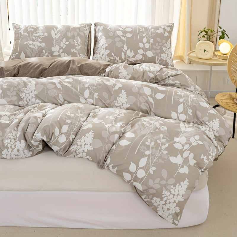 Beige Duvet Cover with Floral Pattern – Soft and Nature-Inspired Bedding
