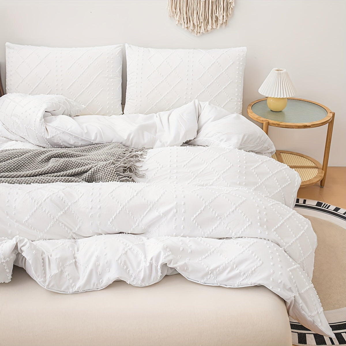 Modern Minimalist Solid Floral Cut Duvet Cover