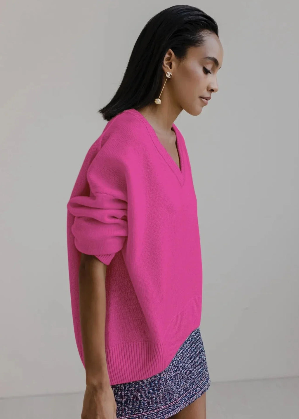 Alina | Relaxed V Neck Knit Sweater