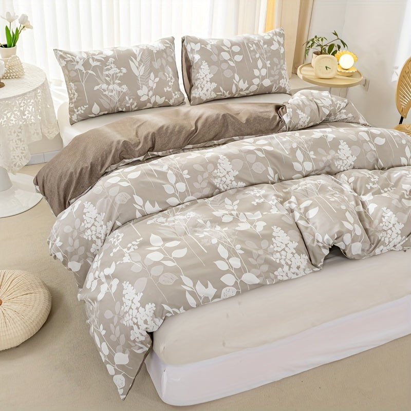 Beige Duvet Cover with Floral Pattern – Soft and Nature-Inspired Bedding