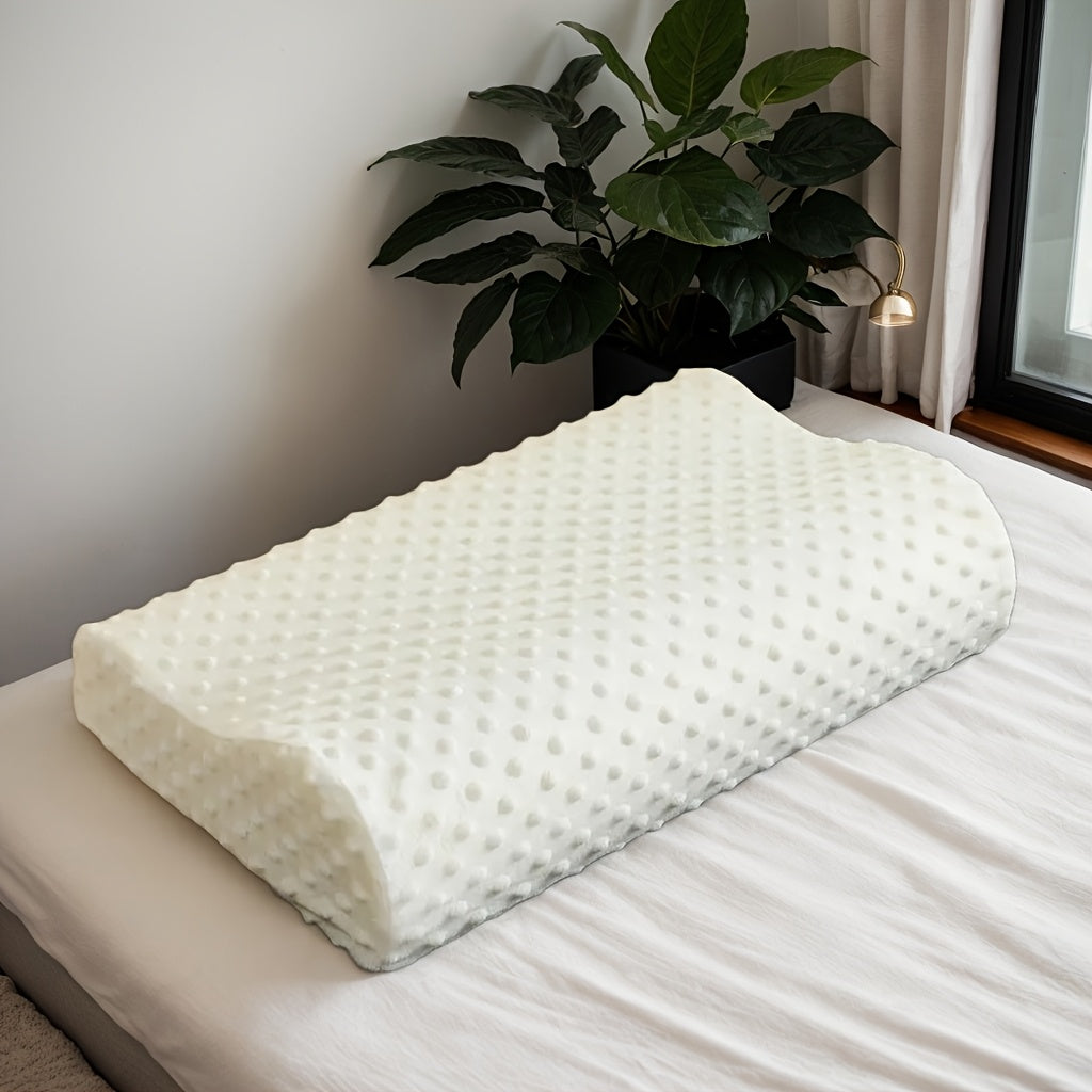 Wave Line Memory Foam Pillow - Slow Rebound Ergonomic Contour Design, Hypoallergenic White Pillow for Neck and Back Support