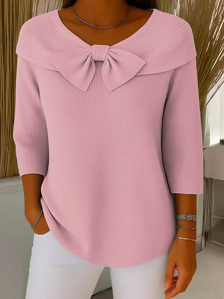 Elodie - Sweater with Pink Bow Detail