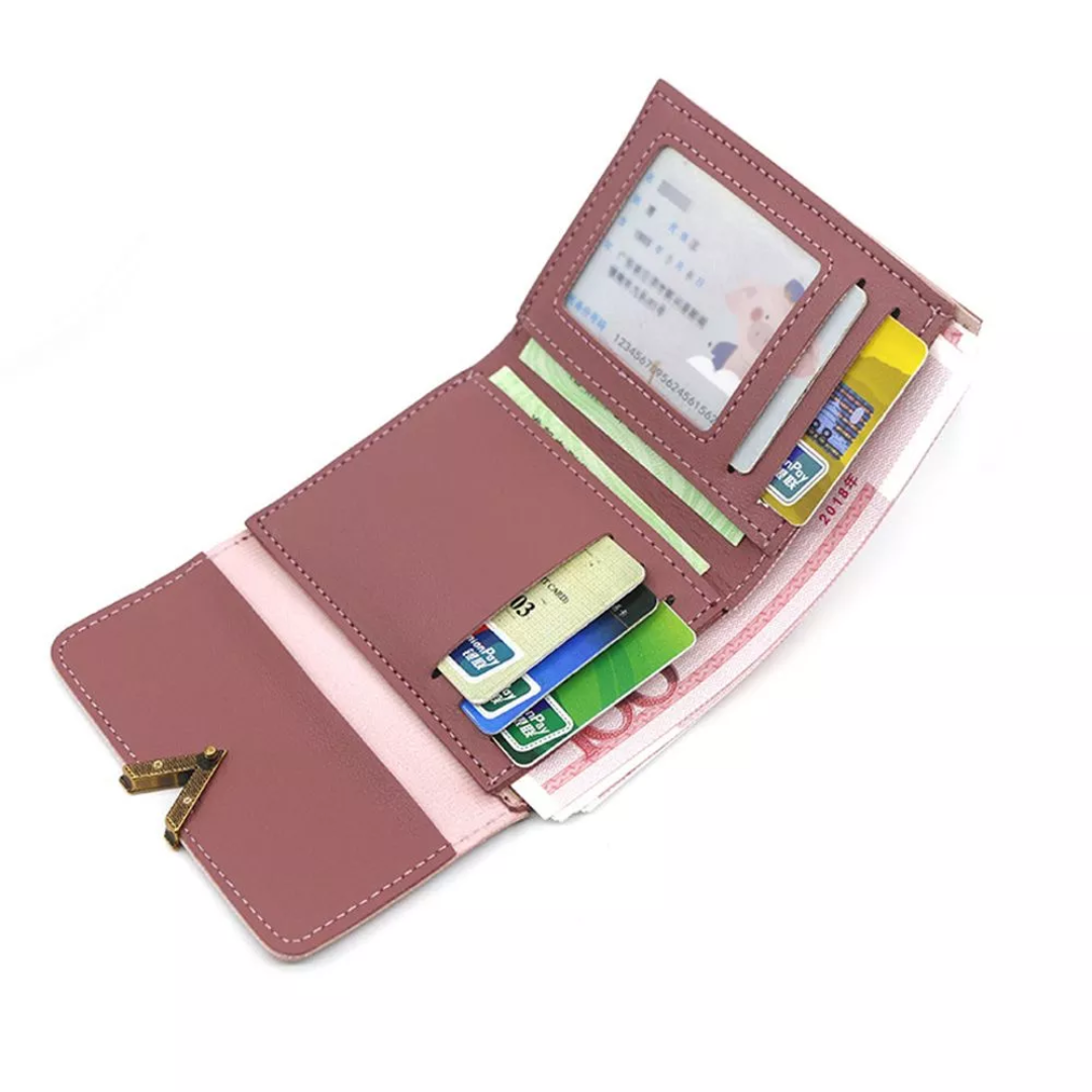Mini portefeuille en cuir velours - Compact et tendance