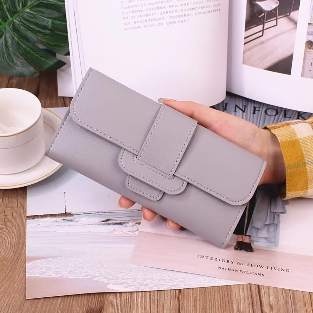 Portefeuille minimaliste en cuir long - Simple et tendance