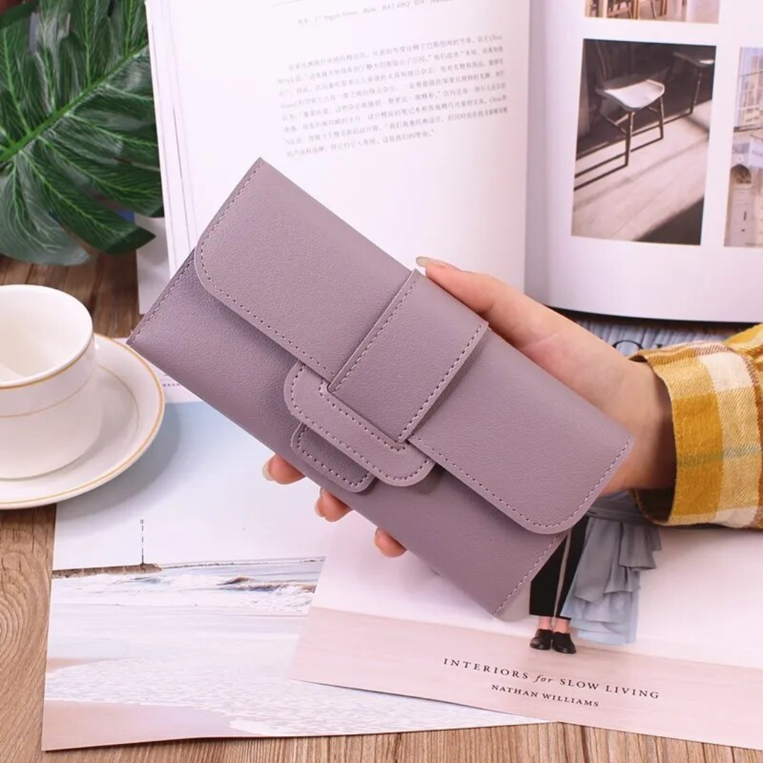 Portefeuille minimaliste en cuir long - Simple et tendance