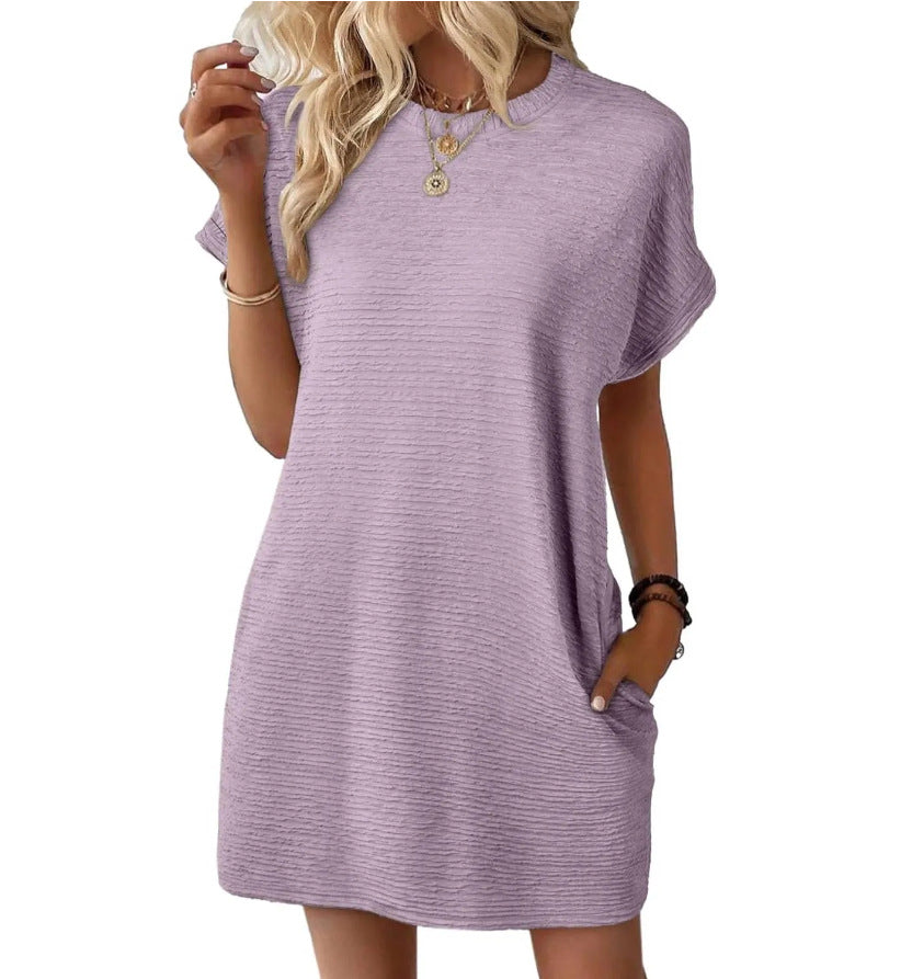 Ava Women's Comfortable & Chic Ribbed Shirt Dress With Pockets