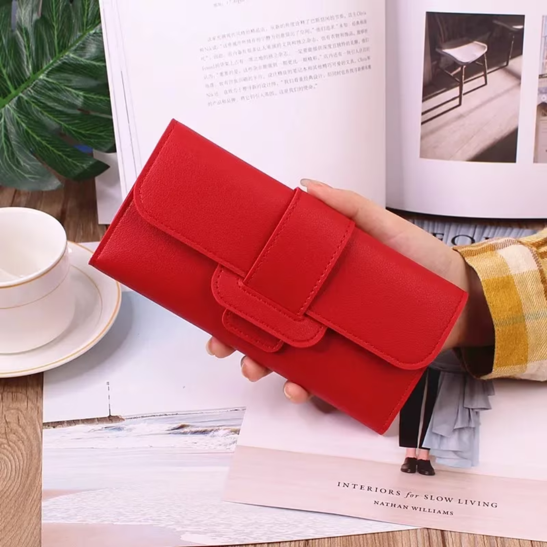 Portefeuille minimaliste en cuir long - Simple et tendance