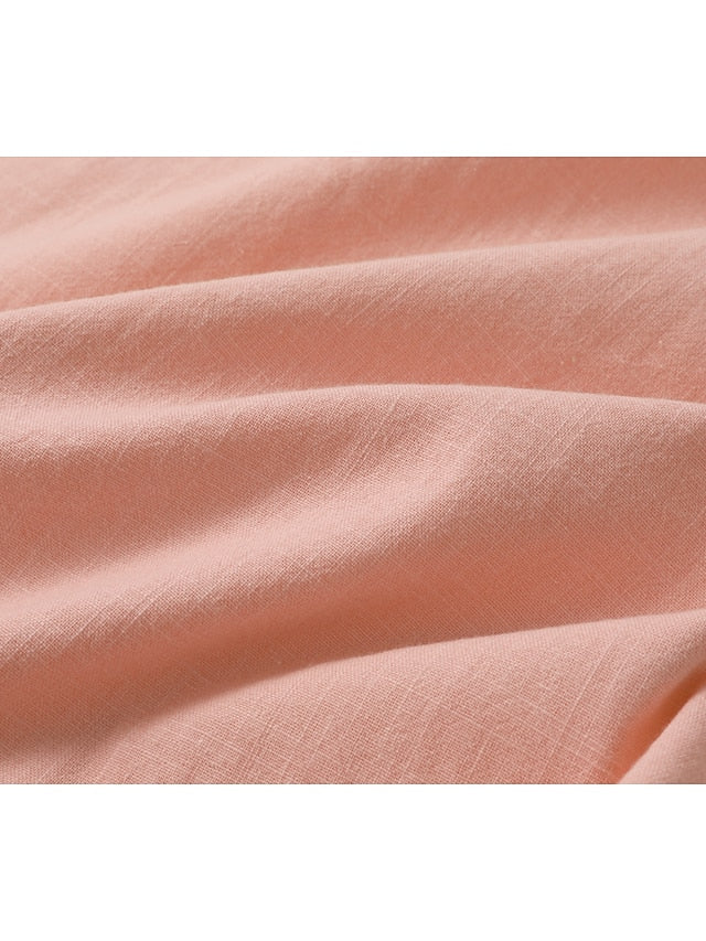 Men's Linen Shirt – Breathable Summer Shirt with Henley Collar & Short Sleeves