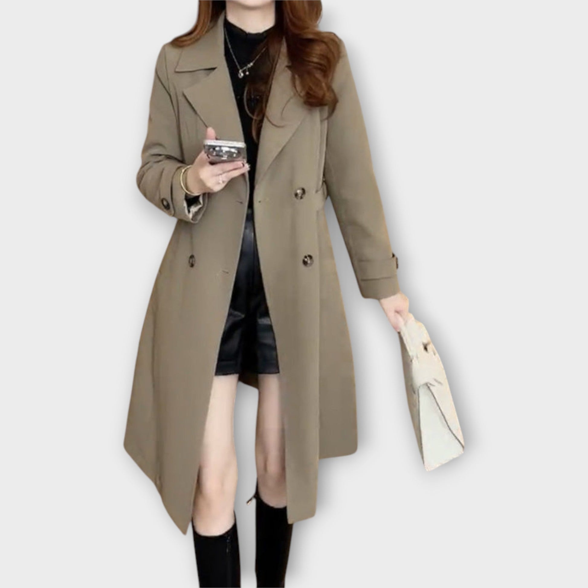 Classic Double-Breasted Long Trench Coat