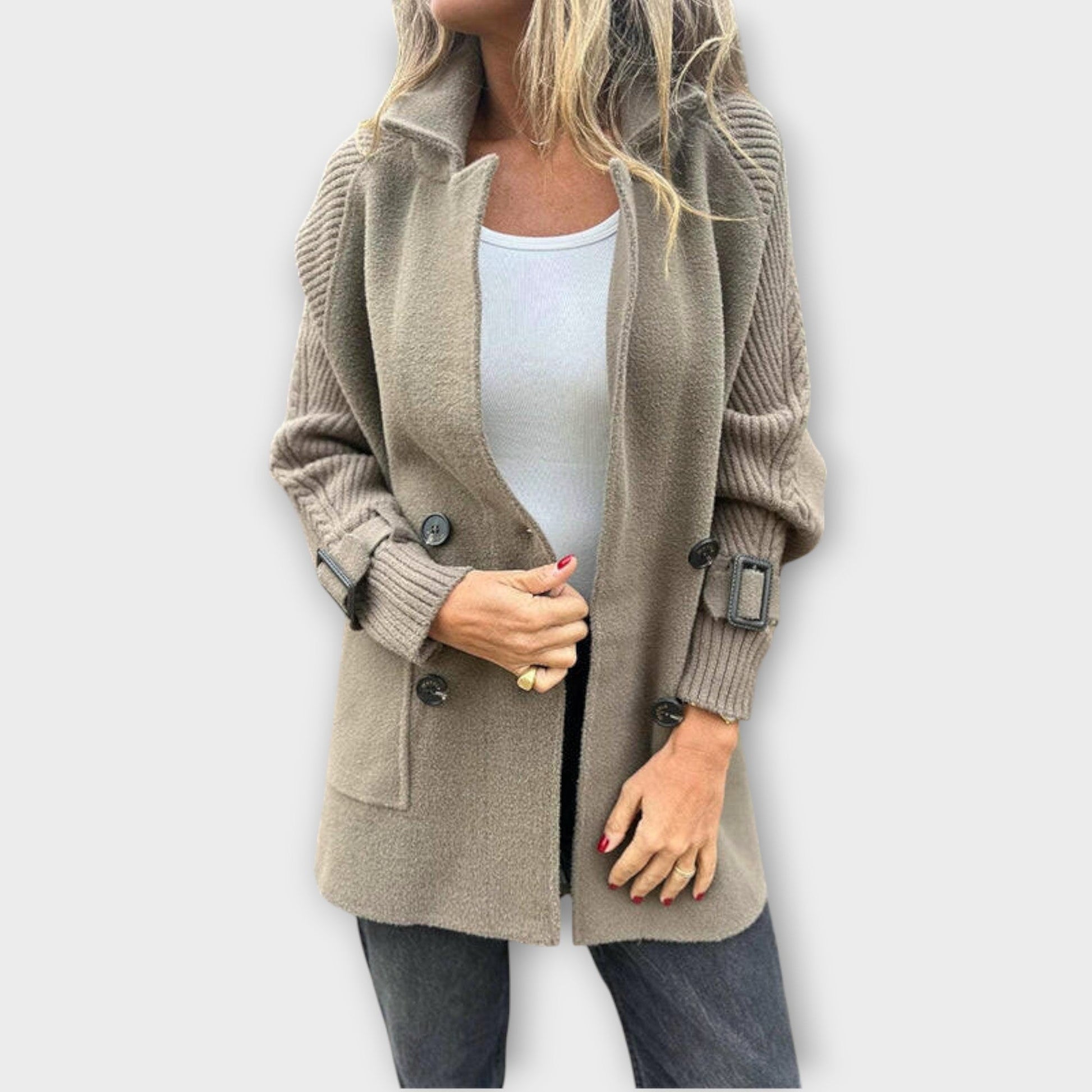 Cozy Chic Knit-Detail Winter Coat