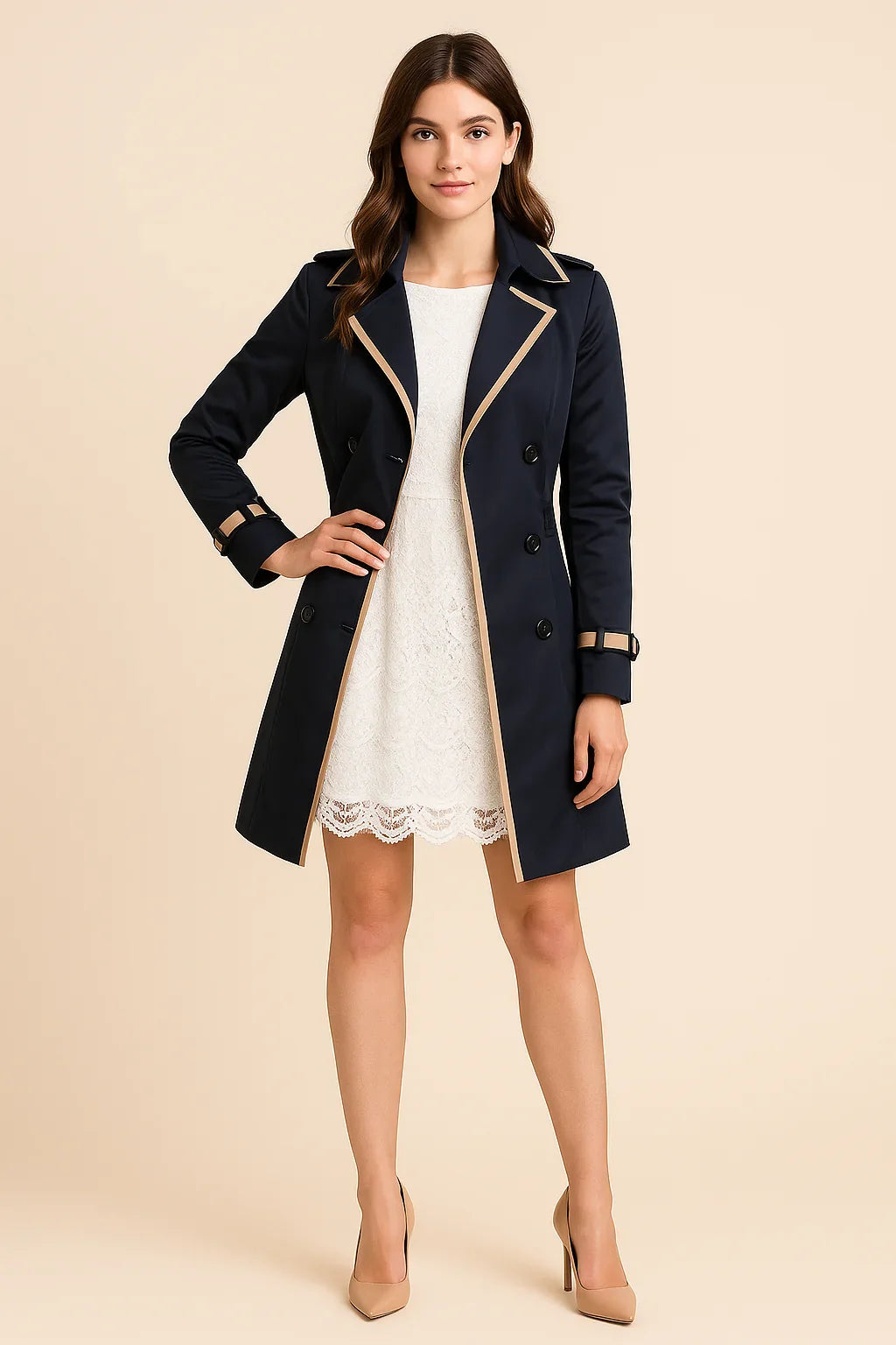 Chic and modern double-breasted women's trench coat