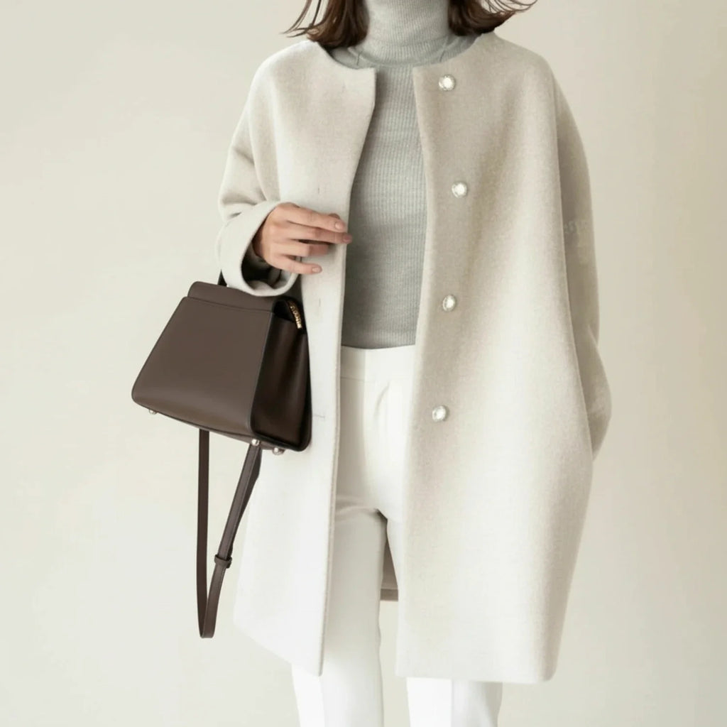 Women's Minimalist Collarless Winter Coat